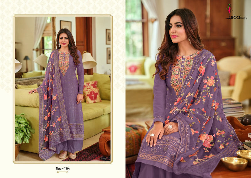 EBA 1374 ORGANZA HEAVY EMBROIDERED DESIGNER STYLISH WITH HAND WORK PAKISTANI SUIT SINGLES