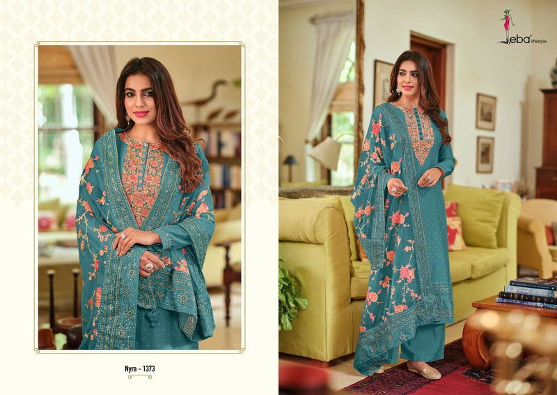 EBA 1373 ORGANZA HEAVY EMBROIDERED DESIGNER STYLISH WITH HAND WORK PAKISTANI SUIT SINGLES