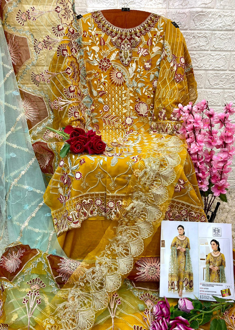MUSHQ M 245 GEORGETTE  HEAVY FOX GEROGETTE EMBROIDERED WITH DAIMOND WORK DESIGNER STYLISH PAKISTANI SUIT SINGLES