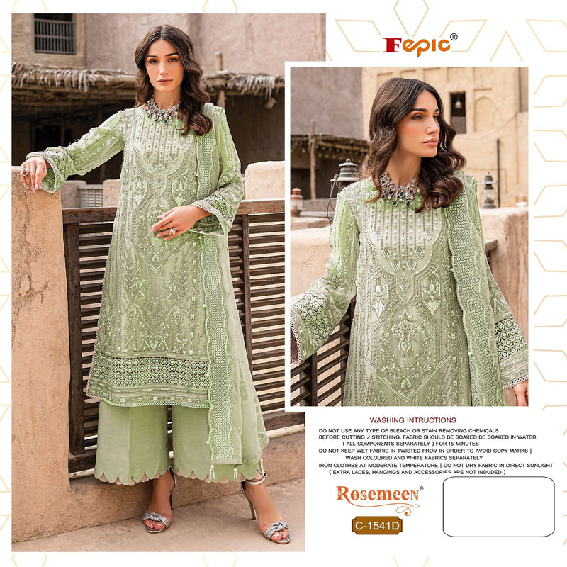 FEPIC 1541 D ORGANZA  EMBROIDERED WITH HEAVY HANDWORK DESIGNER STYLISH PAKISTANI SUIT SINGLES