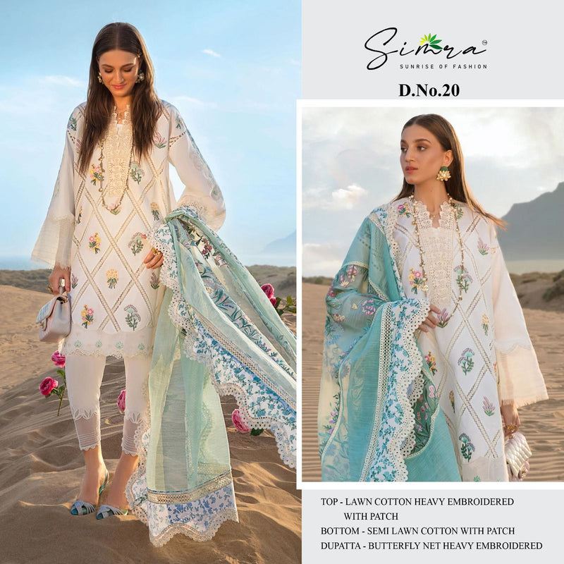 SIMRA S 20 COTTON HEAVY EMBROIDERED WITH NECK PATCH DESIGNER STYLISH WITH HAND WORK PAKISTANI SUIT SINGLES