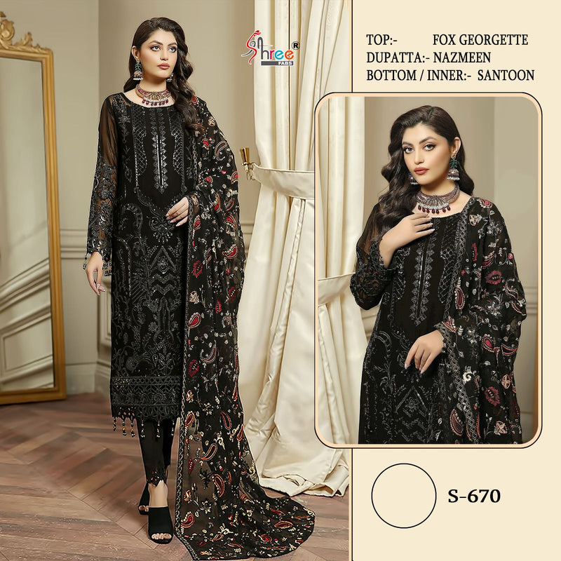 SHREE FABS S 670 GEORGETTE HEAVY EMBROIDERED DESIGNER STYLISH WITH HAND WORK PAKISTANI SUIT SINGLES