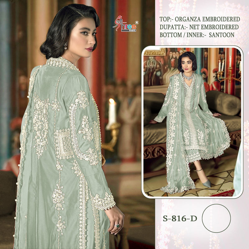 SHREE FABS SF 816 D ORGANZA HEAVY EMBROIDERED DESIGNER STYLISH PARTY WEAR PAKISTANI SUIT SINGLES