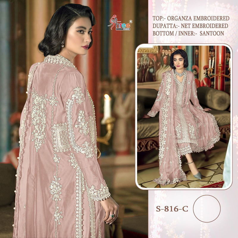 SHREE FABS SF 816 C ORGANZA HEAVY EMBROIDERED DESIGNER STYLISH PARTY WEAR PAKISTANI SUIT SINGLES
