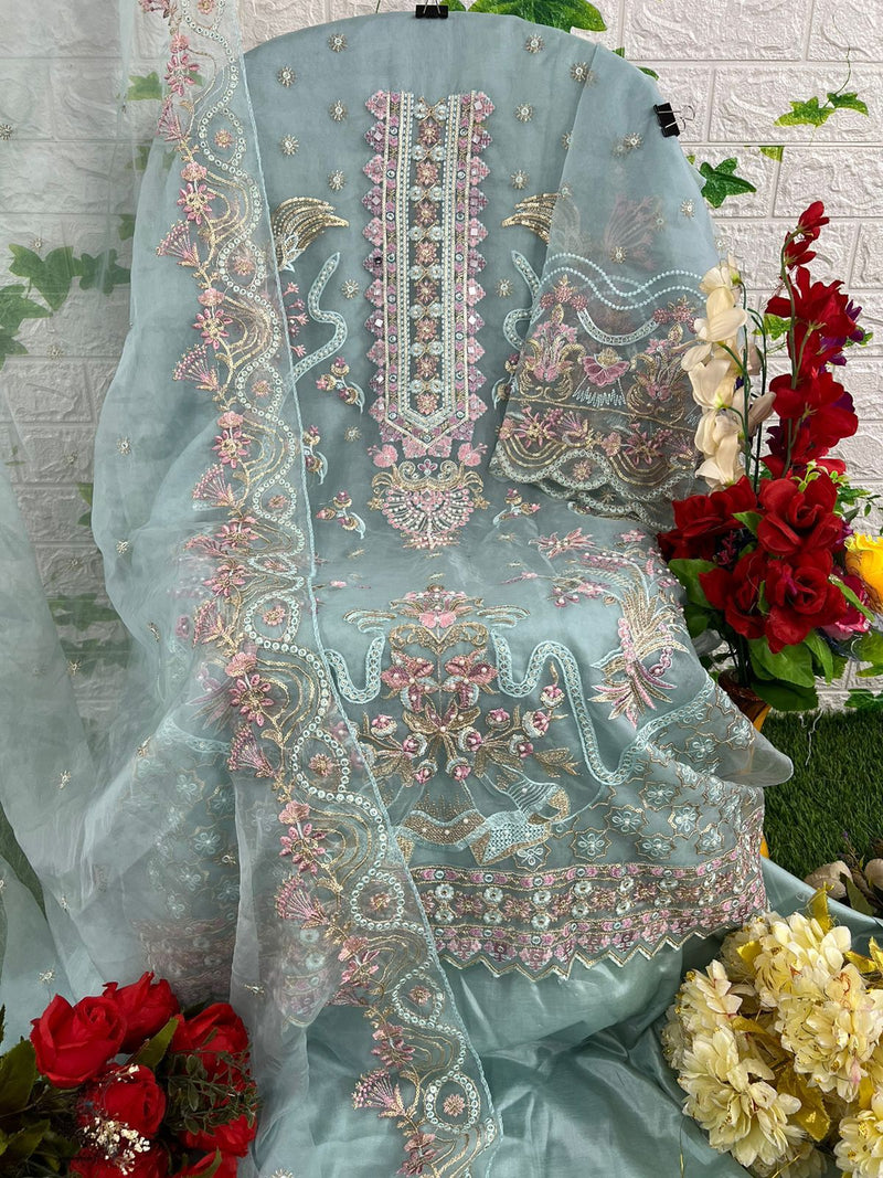 DEEPSY D 1091 A ORGANZA HEAVY EMBROIDERED DESIGNER STYLISH PARTY WEAR PAKISTANI SUIT SINGLES