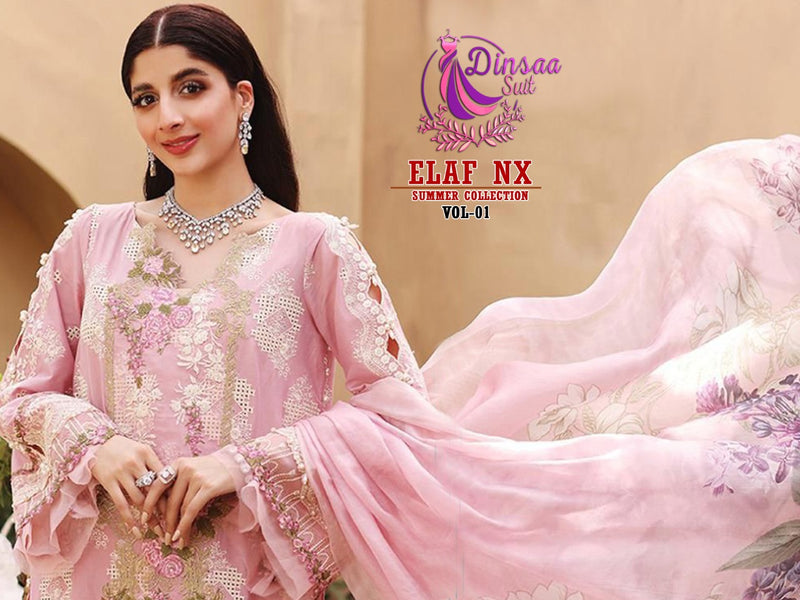 DINSAA D 1016 COTTON  WITH HEAVY SELF EMBRODEREY MOTI DESIGNER STYLISH PAKISTANI SUIT SINGLES