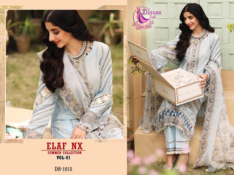 DINSAA D 1015 CPTTON HEAVY EMBROIDERED DESIGNER STYLISH WITH HAND WORK PAKISTANI SUIT SINGLES