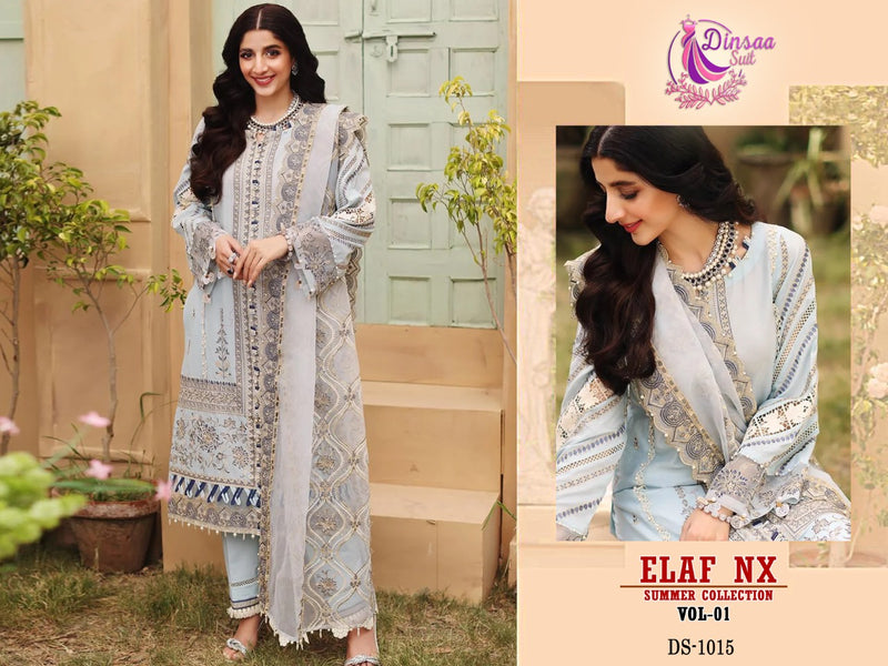 DINSAA D 1015 CPTTON HEAVY EMBROIDERED DESIGNER STYLISH WITH HAND WORK PAKISTANI SUIT SINGLES