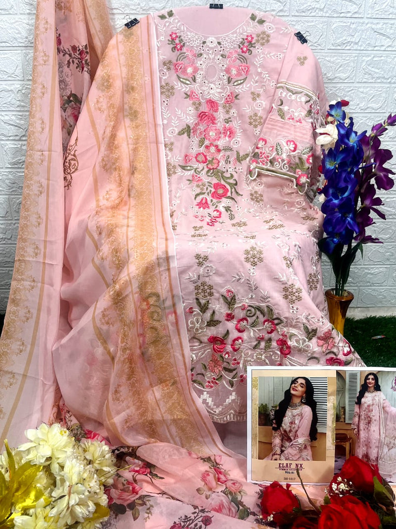 DINSAA D 1017 COTTON HEAVY EMBROIDERED DESIGNER STYLISH WITH HAND WORK PAKISTANI SUIT SINGLES