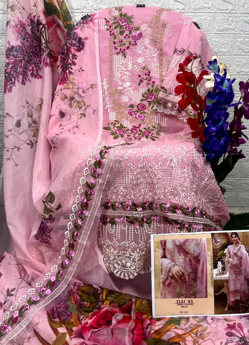 DINSAA D 1016 COTTON  WITH HEAVY SELF EMBRODEREY MOTI DESIGNER STYLISH PAKISTANI SUIT SINGLES