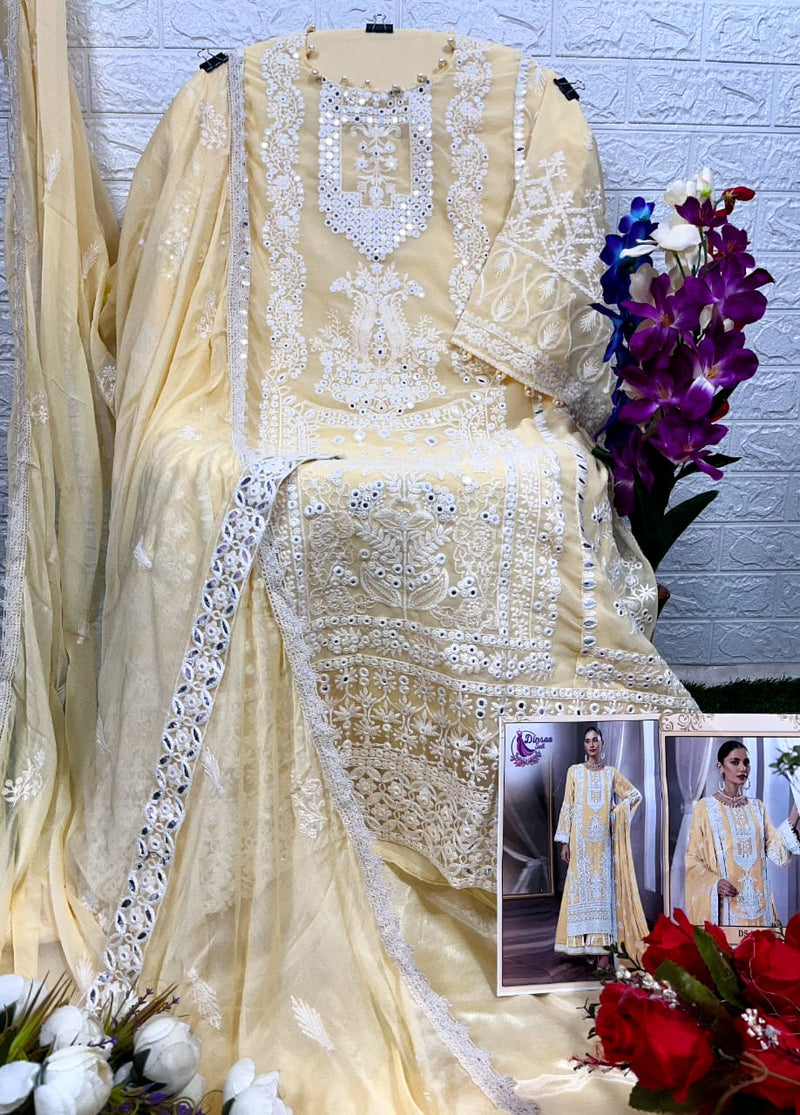 DINSAA D 158 H GEORGETTE HEAVY EMBROIDERED DESIGNER STYLISH WITH HAND WORK PAKISTANI SUIT SINGLES