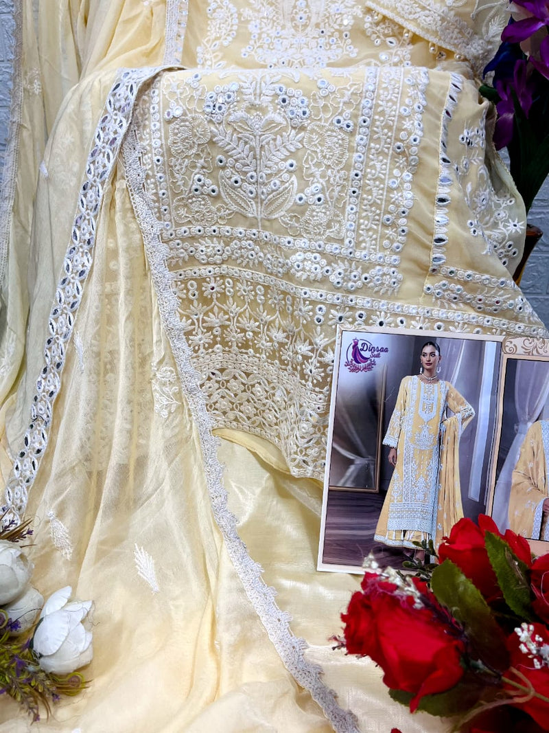 DINSAA D 158 H GEORGETTE HEAVY EMBROIDERED DESIGNER STYLISH WITH HAND WORK PAKISTANI SUIT SINGLES