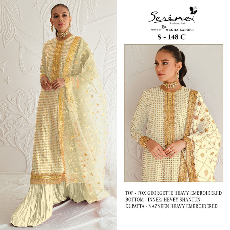 SERINE S 148 C HEAVY GEORGETTE EMBROIDERED DESIGNER STYLISH WITH HAND WORK PAKISTANI SUIT SINGLES
