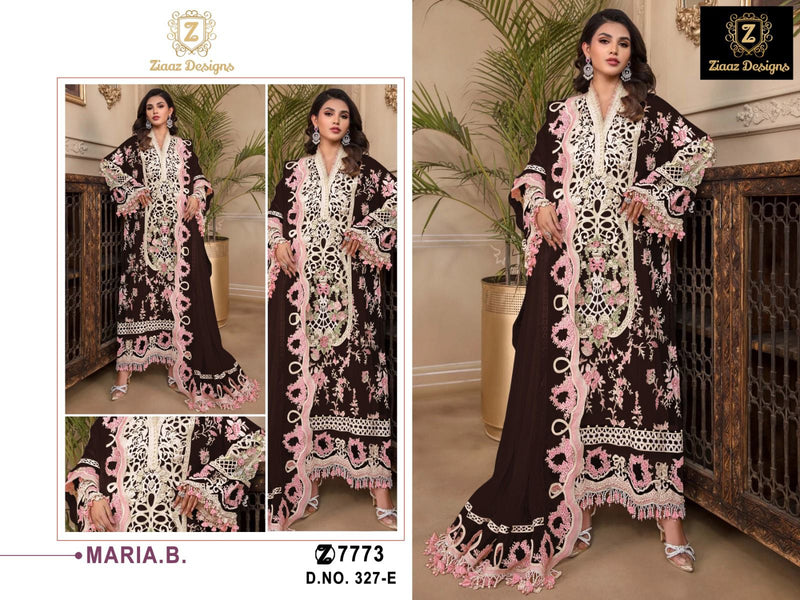 ZIAAZ DESIGNS Z 327 E GEORGETTE HEAVY EMBROIDERED DESIGNER STYLISH WITH HAND WORK PAKISTANI SUIT SINGLES