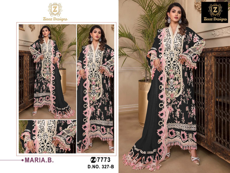ZIAAZ DESIGNS Z 327 B GEORGETTE HEAVY EMBROIDERED DESIGNER STYLISH WITH HAND WORK PAKISTANI SUIT SINGLES