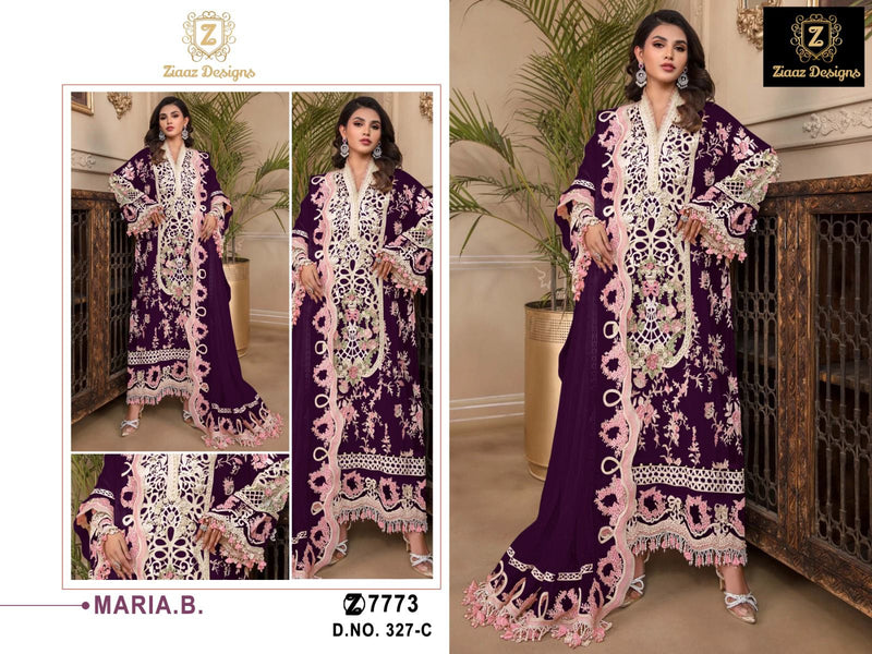 ZIAAZ DESIGNS Z 327 C GEORGETTE HEAVY EMBROIDERED DESIGNER STYLISH WITH HAND WORK PAKISTANI SUIT SINGLES