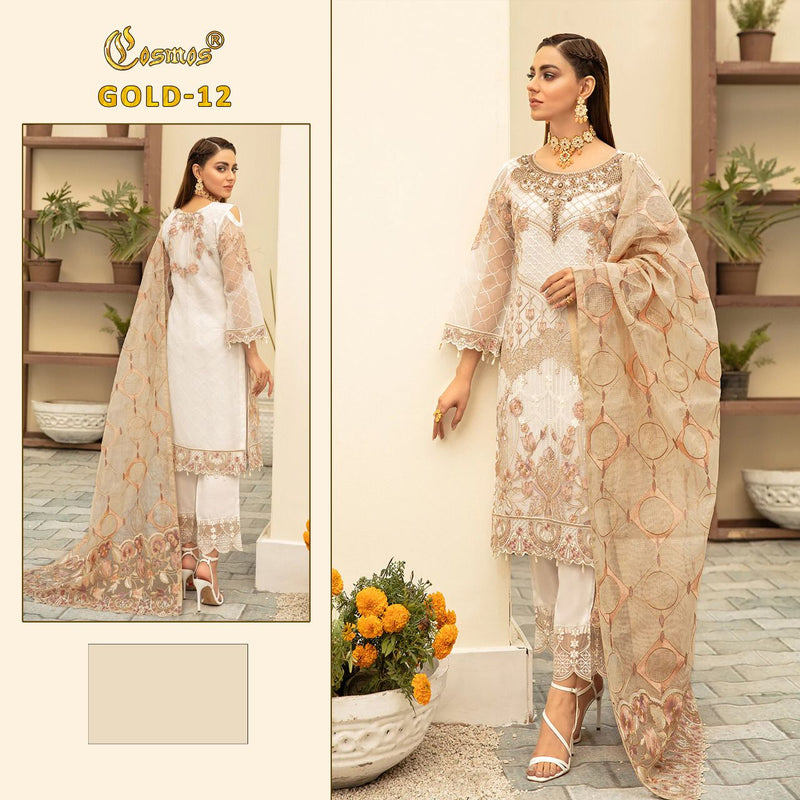 COSMOS C 12 FOX GEORGETTE HEAVY EMBROIDERED DESIGNER STYLISH WITH HAND WORK PAKISTANI SUIT SINGLES