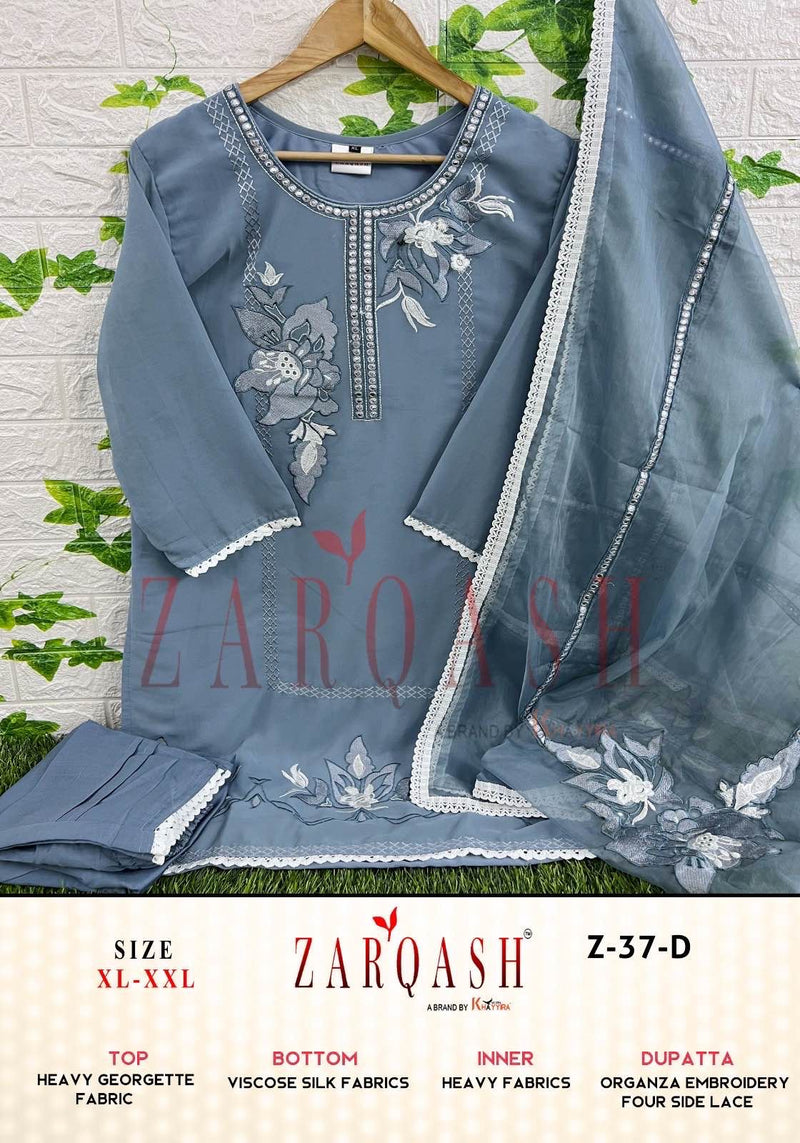 ZARQASH Z 137 D FOX GEORGETTE HEAVY EMBROIDERED DESIGNER STYLISH WITH HAND WORK PAKISTANI SUIT SINGLES