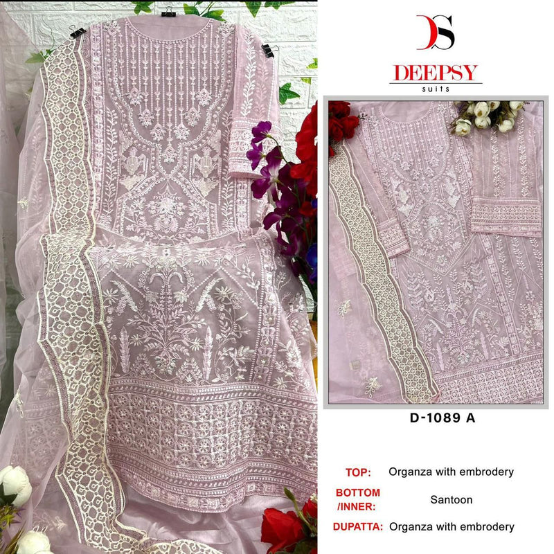 DEEPSY D 1089 A ORGANZA HEAVY EMBROIDERED DESIGNER STYLISH PARTY WEAR PAKISTANI SUIT SINGLES