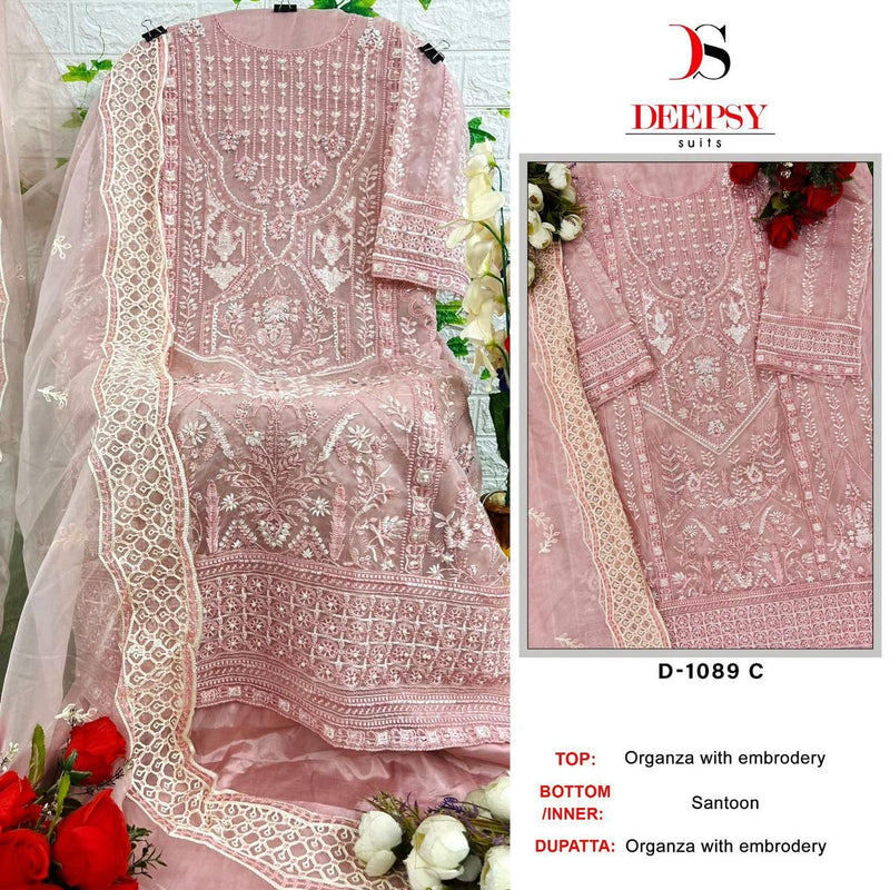 DEEPSY D 1089 C ORGANZA HEAVY EMBROIDERED DESIGNER STYLISH PARTY WEAR PAKISTANI SUIT SINGLES