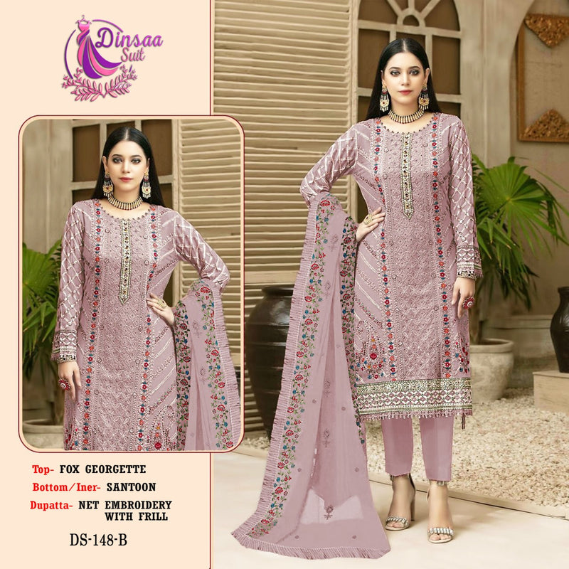 DINSAA D 148 B GEORGETTE HEAVY EMBROIDERED DESIGNER STYLISH WITH HAND WORK PAKISTANI SUIT SINGLES