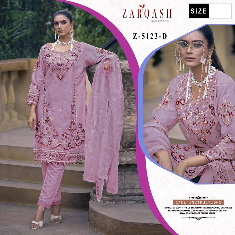 ZARQASH Z 5123 D  ORGANZA WITH HEAVY EMBROIDERY & HANDWORK DESIGNER STYLISH PAKISTANI SUIT SINGLES