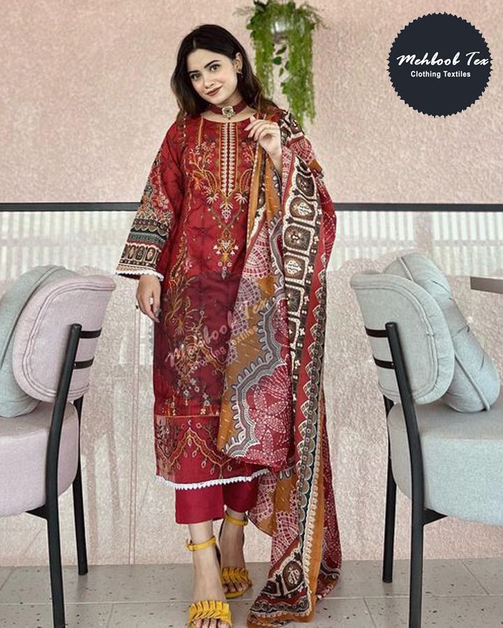 MEHBOOB TEX M 10188 GEORGETTE HEAVY EMBROIDERED DESIGNER STYLISH WITH HAND WORK PAKISTANI SUIT SINGLES