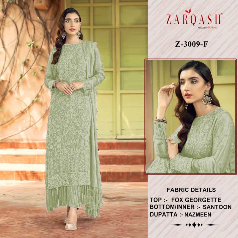 ZARQASH Z 3009 F GEORGETTE HEAVY EMBROIDERED DESIGNER STYLISH WITH HAND WORK PAKISTANI SUIT SINGLES