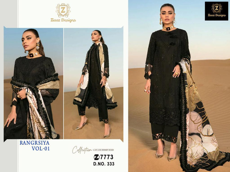 ZIAAZ DESIGNS Z 333 COTTON HEAVY EMBROIDERED DESIGNER STYLISH WITH HAND WORK PAKISTANI SUIT SINGLES