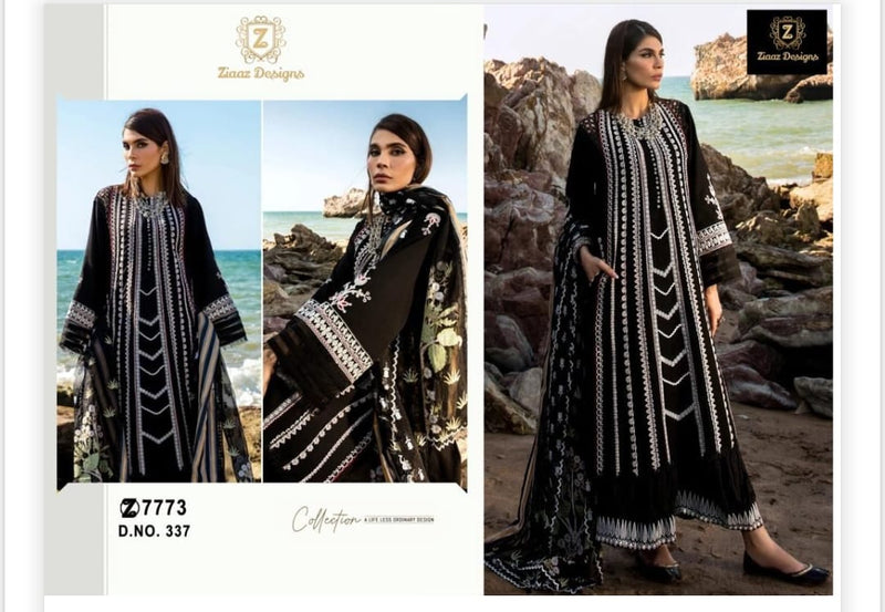 ZIAAZ DESIGNS Z 337 COTTON HEAVY EMBROIDERED DESIGNER STYLISH WITH HAND WORK PAKISTANI SUIT SINGLES