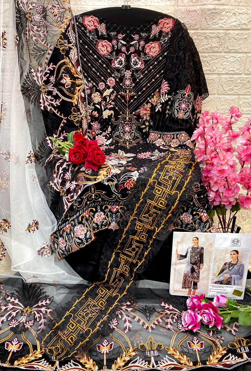 MUSHQ M 257 D  FOX GEROGETTE EMBROIDERED WITH DAIMOND WORK DESIGNER STYLISH PAKISTANI SUIT  SINGLES