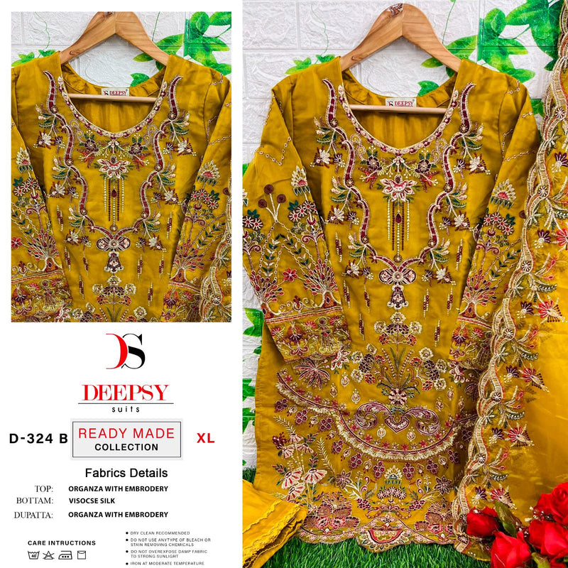 DEEPSY D 324 B ORGANZA HEAVY EMBROIDERED DESIGNER STYLISH PARTY WEAR PAKISTANI SUIT SINGLES