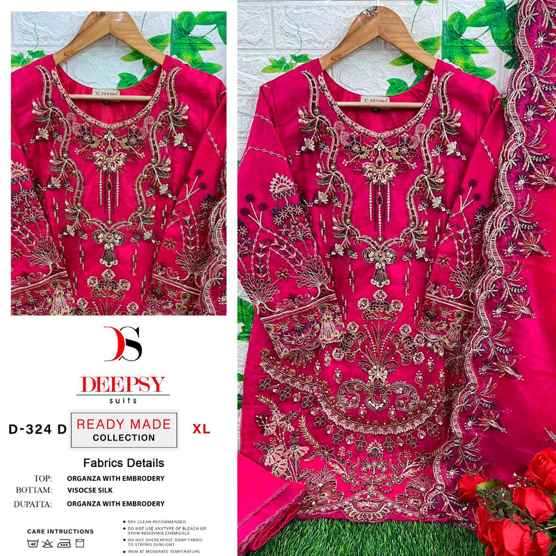 DEEPSY D 324 D ORGANZA HEAVY EMBROIDERED DESIGNER STYLISH PARTY WEAR PAKISTANI SUIT SINGLES