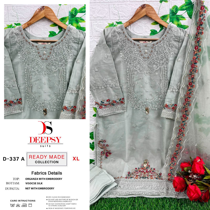 DEEPSY D 337 A ORGANZA HEAVY EMBROIDERED DESIGNER STYLISH PARTY WEAR PAKISTANI SUIT SINGLES