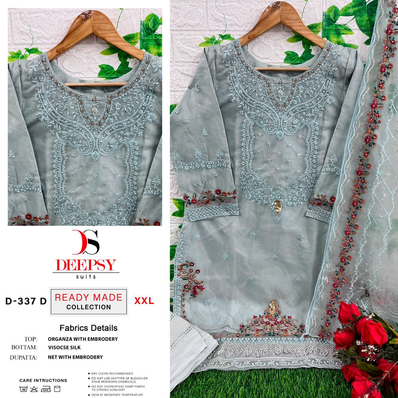 DEEPSY D 337 D ORGANZA HEAVY EMBROIDERED DESIGNER STYLISH PARTY WEAR PAKISTANI SUIT SINGLES