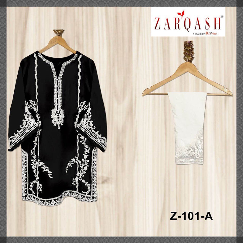 ZARQASH Z 101 A FOX GEORGETTE HEAVY EMBROIDERED DESIGNER STYLISH WITH HAND WORK PAKISTANI SUIT SINGLES
