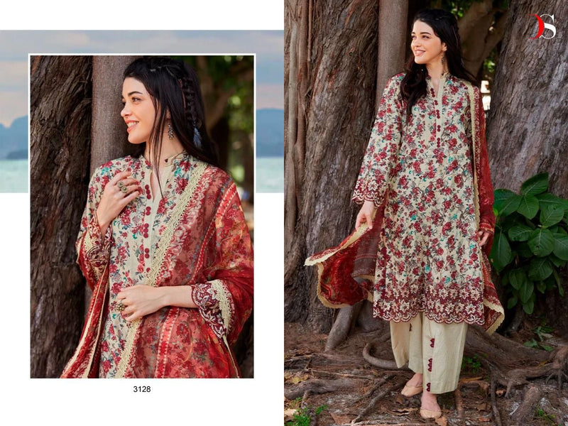DEEPSY D 3128 COTTON HEAVY EMBROIDERED DESIGNER STYLISH WITH HAND WORK PAKISTANI SUIT SINGLES
