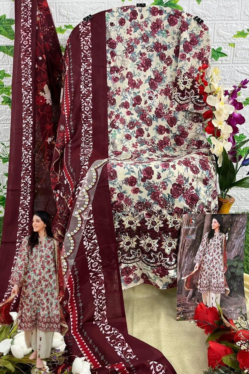 DEEPSY D 3128 COTTON HEAVY EMBROIDERED DESIGNER STYLISH WITH HAND WORK PAKISTANI SUIT SINGLES