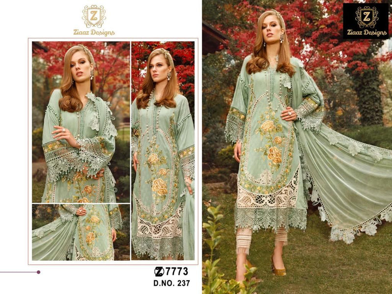 ZIAAZ DESIGNS Z 237 CAMBRIC COTTON HEAVY EMBROIDERED DESIGNER STYLISH WITH HAND WORK PAKISTANI SUIT SINGLES
