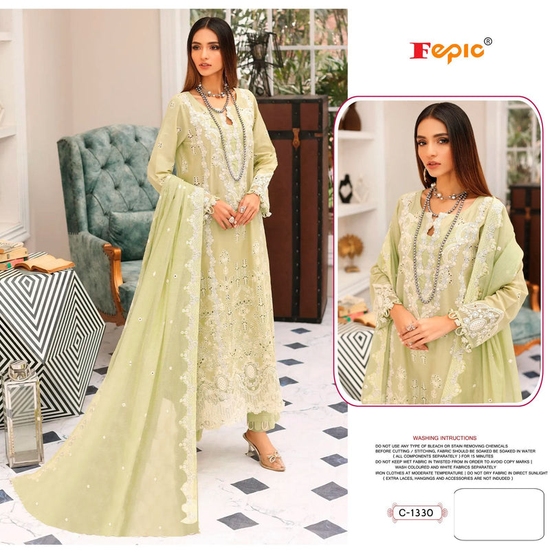 FEPIC 1330 COTTON HEAVY EMBROIDERED DESIGNER STYLISH WITH HAND WORK PAKISTANI SUIT SINGLES