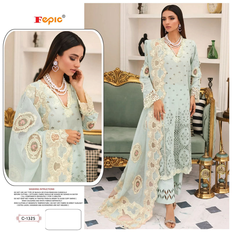 FEPIC 1325 COTTON HEAVY EMBROIDERED DESIGNER STYLISH WITH HAND WORK PAKISTANI SUIT SINGLES