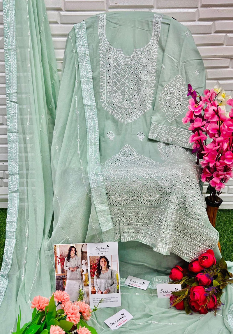 SERINE S 157 D  COTTON HEAVY EMBROIDERED DESIGNER STYLISH WITH HAND WORK PAKISTANI SUIT SINGLES