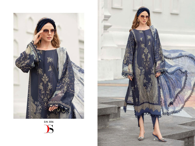 DEEPSY D 3334 COTTON HEAVY EMBROIDERED DESIGNER STYLISH WITH PRINTED PAKISTANI SUIT SINGLES