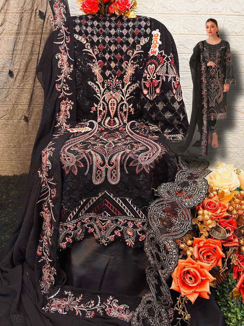 FEPIC 1303 C GEORGETTE HEAVY EMBROIDERED DESIGNER STYLISH PARTY WEAR PAKISTANI SUIT SINGLES