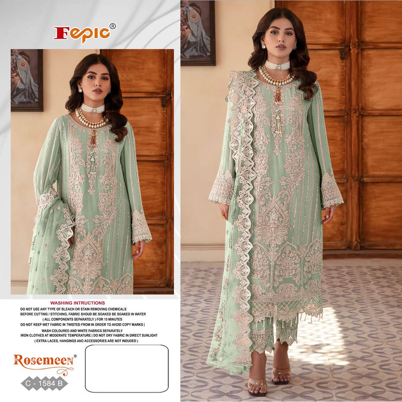 FEPIC 1584 B GEORGETTE HEAVY EMBROIDERED DESIGNER STYLISH WITH HAND WORK PAKISTANI SUIT SINGLES