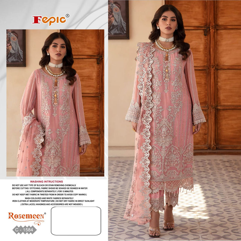 FEPIC 1584  GEORGETTE EMBROIDERED WITH HEAVY HANDWORK DESIGNER PARTY WEAR PAKISTANI SUIT SINGLES