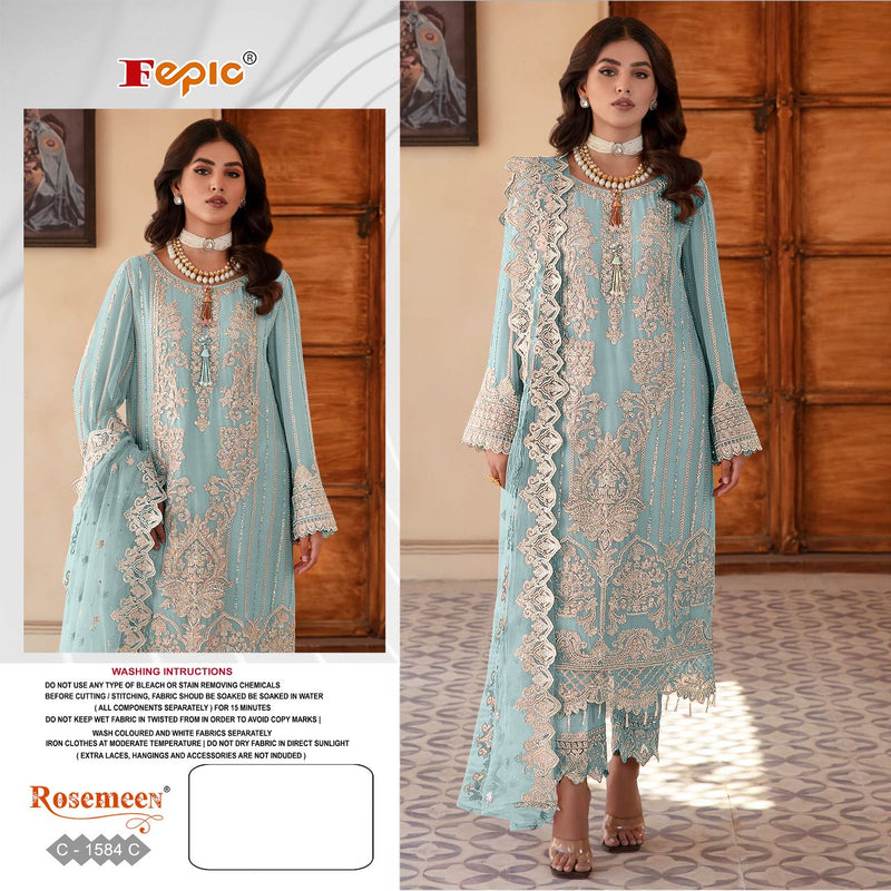 FEPIC 1584 C GEORGETTE HEAVY EMBROIDERED DESIGNER STYLISH WITH HAND WORK PAKISTANI SUIT SINGLES