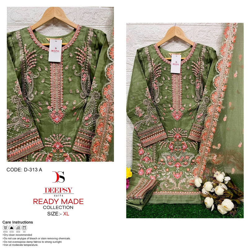 DEEPSY D 313 A ORGANZA HEAVY EMBROIDERED DESGNER STYLISH WITH HAND WORK PAKISTANI KURTI SINGLES