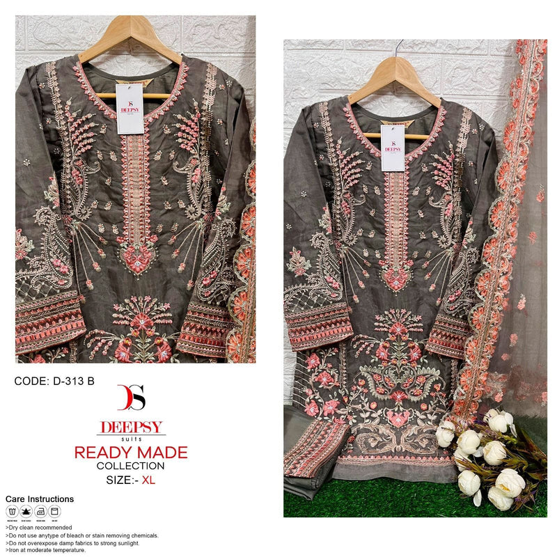 DEEPSY D 313 D ORGANZA HEAVY EMBROIDERED DESIGNER STYLISH WITH HAND WORK PAKISTANI KURTI SINGLES