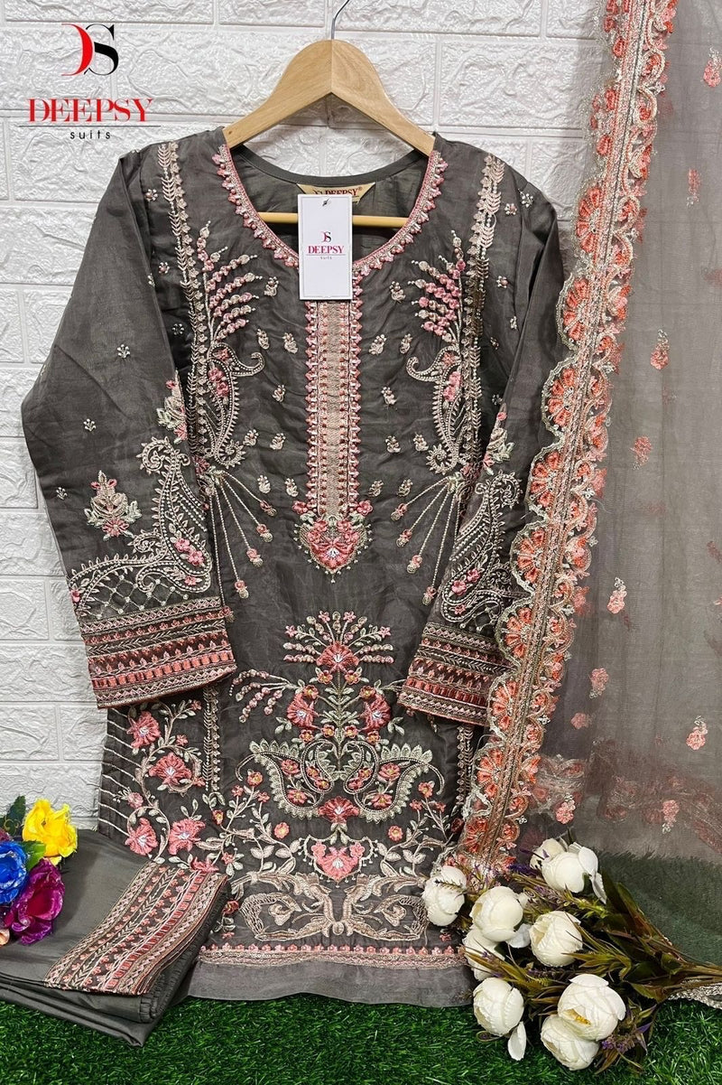 DEEPSY D 313 D ORGANZA HEAVY EMBROIDERED DESIGNER STYLISH WITH HAND WORK PAKISTANI KURTI SINGLES